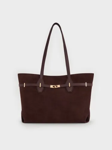 Charles & Keith - Sac cabas en suède recyclé à double poignée et boucle Arlet - Charles & Keith - Modalova