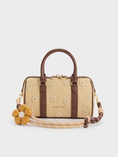 Charles & Keith - Sac bowling Philomena en raphia à fleurs - Charles & Keith - Modalova