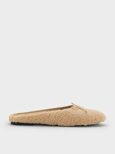 Charles & Keith - Mules ballerines à nœud en faux shearling Nancy - Charles & Keith - Modalova