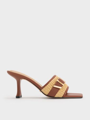 Charles & Keith - Mules en cuir et raphia à talon et boucle Whitney - Charles & Keith - Modalova