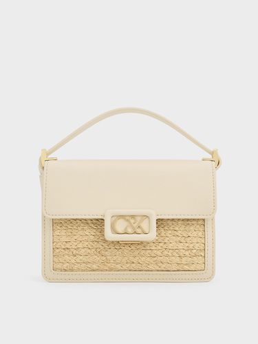 Charles & Keith - Sac boxy en cuir et raphia - Charles & Keith - Modalova