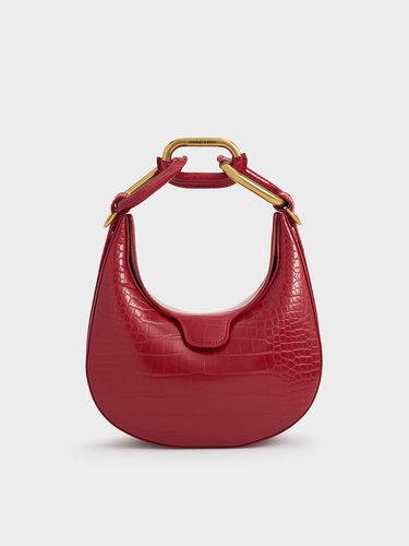 Charles & Keith - Mini sac en demi-lune à effet croco et poignée en maillons Kora - Charles & Keith - Modalova