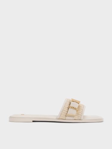 Charles & Keith - Claquettes en cuir et raphia à talon et boucle Whitney - Charles & Keith - Modalova