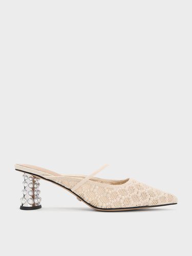 Charles & Keith - Mules à talons perlés en crochet et cuir - Charles & Keith - Modalova