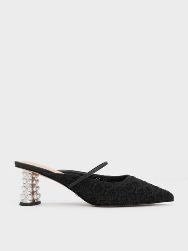 Charles & Keith - Mules à talons perlés en crochet et cuir - Charles & Keith - Modalova