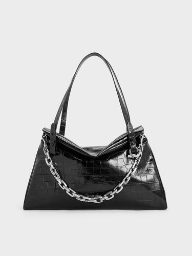 Charles & Keith - Sac cabas trapèze à poignée en chaîne et effet croco Andromeda - Charles & Keith - Modalova