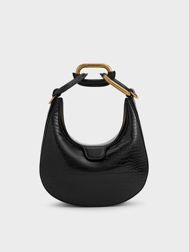 Charles & Keith - Mini sac en demi-lune à effet croco et poignée en maillons Kora - Charles & Keith - Modalova