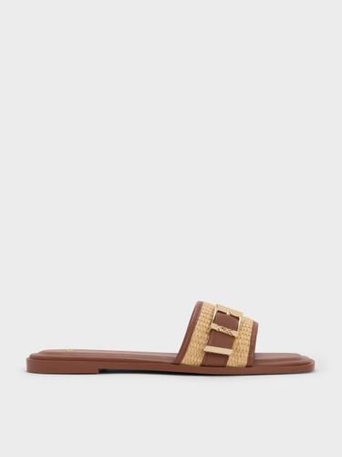 Charles & Keith - Claquettes en cuir et raphia à talon et boucle Whitney - Charles & Keith - Modalova