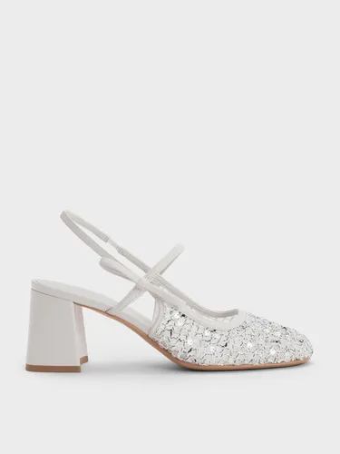 Charles & Keith - Escarpins Mary Jane en maille à paillettes et bride arrière - Charles & Keith - Modalova