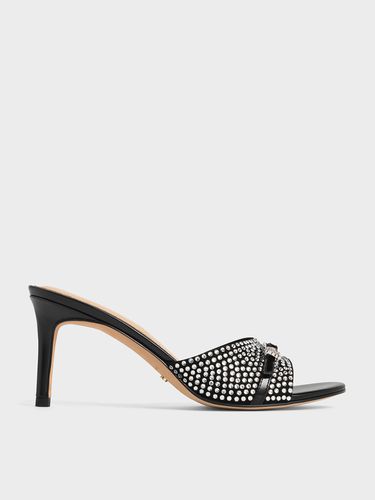 Charles & Keith - Mules à talon sculpté en cuir et daim ornés de strass - Charles & Keith - Modalova