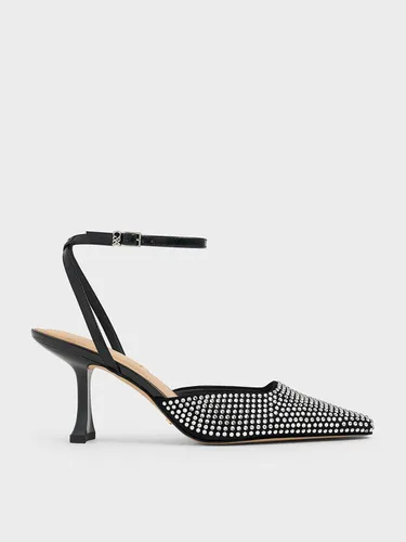 Charles & Keith - Escarpins en cuir et daim ornés de strass à talon sculpté - Charles & Keith - Modalova