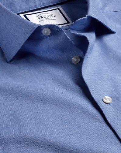 Chemise En Lin Et Coton Sans Repassage - De Cobalt par - Charles Tyrwhitt - Modalova