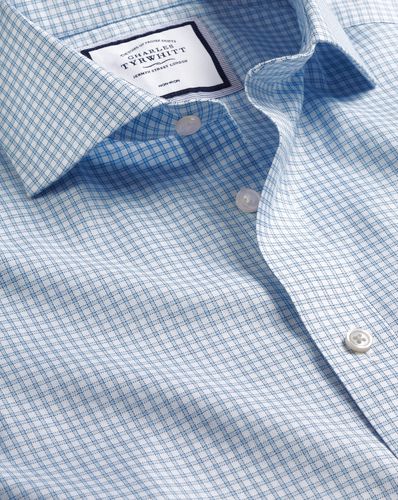 Chemise À Petits Carreaux En Sergé À Col Italien Sans Repassage - Acier par - Charles Tyrwhitt - Modalova