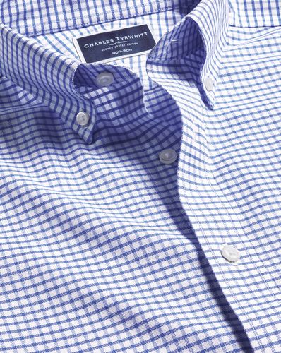 Chemise Oxford Extensible À Carreaux Et Col Boutonné Sans Repassage - Bleuet par - Charles Tyrwhitt - Modalova