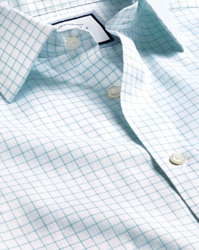 Chemise À Carreaux En Sergé Fin Avec Effet Ombre Sans Repassage - Vert D'eau en par - Charles Tyrwhitt - Modalova