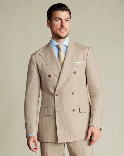 Veste Croisée En Lin - Taupe en par - Charles Tyrwhitt - Modalova