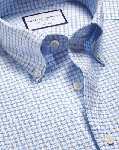 Chemise Oxford Extensible À Carreaux Sans Repassage - Bleuet par - Charles Tyrwhitt - Modalova