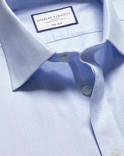 Chemise En Sergé À Carreaux Prince De Galles Sans Repassage - par - Charles Tyrwhitt - Modalova