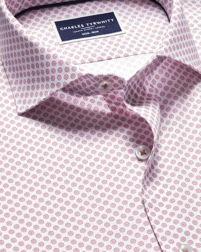 Chemise Extensible À Motif Médaillon À Col Semi-Italien Sans Repassage - par - Charles Tyrwhitt - Modalova