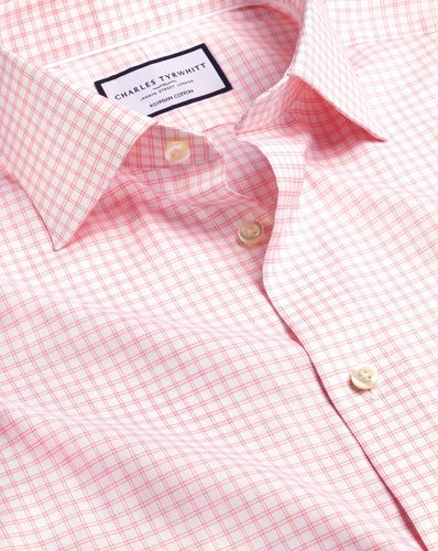 Chemise À Doubles Carreaux En Coton Égyptien À Col Semi-Italien - par - Charles Tyrwhitt - Modalova