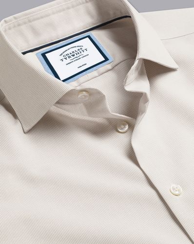 Chemise À Rayures En Lin De Coton Sans Repassage À Col Semi-Italien - Gris Galet en par - Charles Tyrwhitt - Modalova