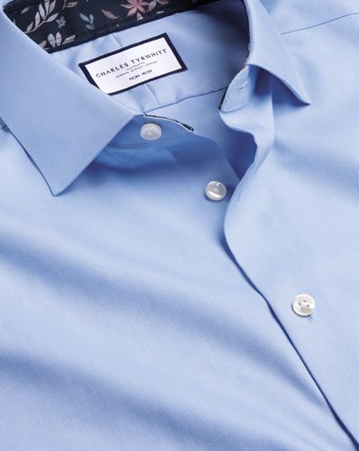 Chemise En Sergé À Col Semi-Italien Et Finition Imprimée - Bleuet par - Charles Tyrwhitt - Modalova