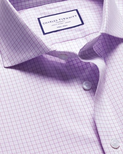 Chemise En Popeline À Motif Quadrillé Et Col Italien Sans Repassage - Foncé par - Charles Tyrwhitt - Modalova