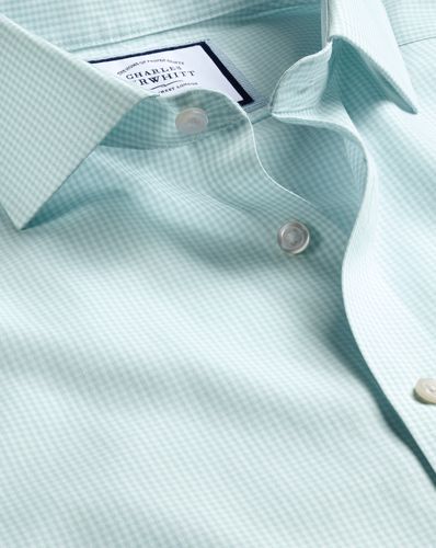 Chemise À Carreaux Sans Repassage À Col Cutaway - Vert D'eau en par - Charles Tyrwhitt - Modalova