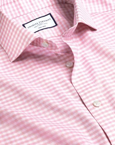 Chemise À Carreaux Vichy En Sergé À Col Italien Sans Repassage - par - Charles Tyrwhitt - Modalova