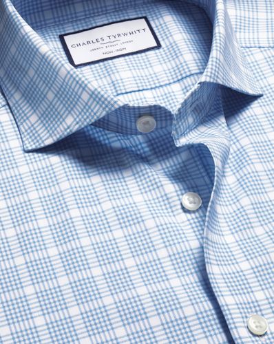 Chemise En Sergé Performance À Carreaux Sans Repassage - Bleuet par - Charles Tyrwhitt - Modalova