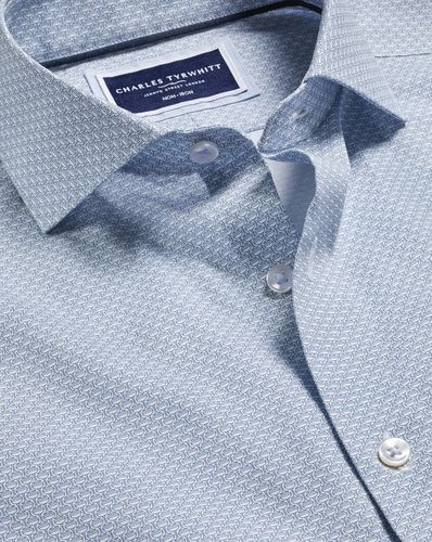 Chemise À Col Semi-Italien À Motif Verre De Vin Imprimé Sans Repassage - Océan par - Charles Tyrwhitt - Modalova