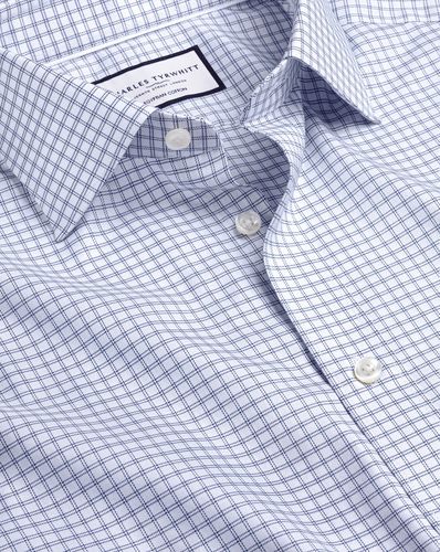 Chemise À Doubles Carreaux En Coton Égyptien À Col Semi-Italien - par - Charles Tyrwhitt - Modalova