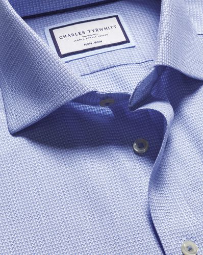 Chemise Extensible À Tissage Kensington Et Col Italien Sans Repassage - Cobalt par - Charles Tyrwhitt - Modalova