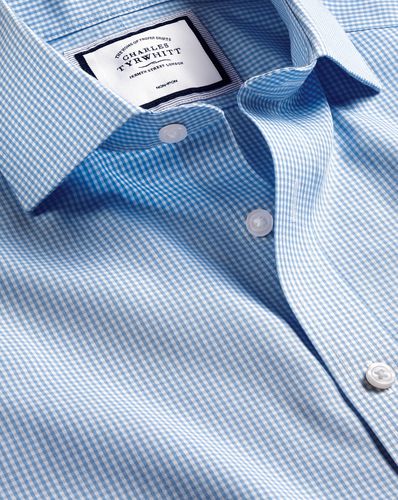 Chemise À Mini Carreaux À Col Italien Sans Repassage - Bleuet par - Charles Tyrwhitt - Modalova