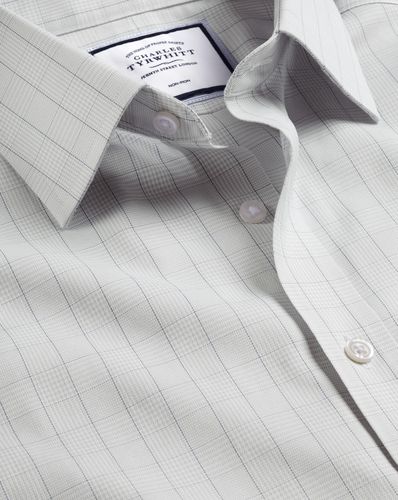 Chemise À Carreaux Prince-De-Galles En Sergé Sans Repassage - Gris par - Charles Tyrwhitt - Modalova