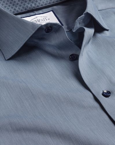 Chemise En Sergé À Col Semi-Italien Avec Bords Imprimés - Acier par - Charles Tyrwhitt - Modalova