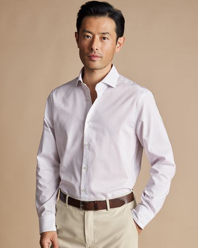 Chemise À Motif Diamants Et Col Semi-Italien Sans Repassage - Violet par - Charles Tyrwhitt - Modalova