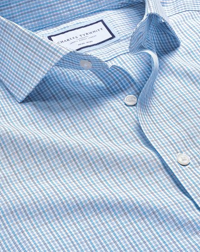 Chemise À Carreaux Lignes Fines À Col Italien Sans Repassage - Océan par - Charles Tyrwhitt - Modalova