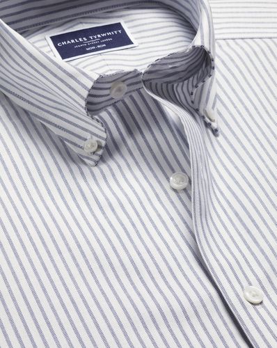 Chemise Oxford Extensible À Carreaux À Col Boutonné Sans Repassage - par - Charles Tyrwhitt - Modalova