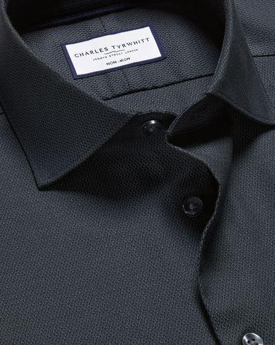 Chemise Extensible Texturée À Col Semi-Italien Sans Repassage - par - Charles Tyrwhitt - Modalova