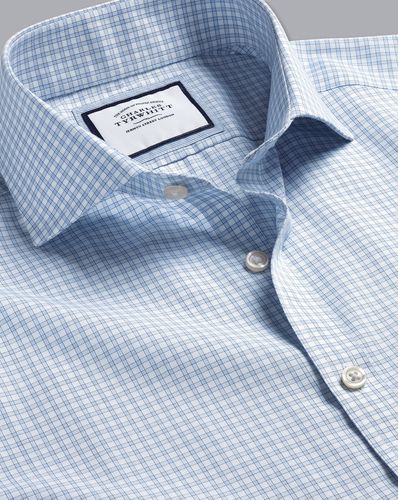 Chemise À Col Italien Et Carreaux Fins En Popeline Sans Repassage - par - Charles Tyrwhitt - Modalova