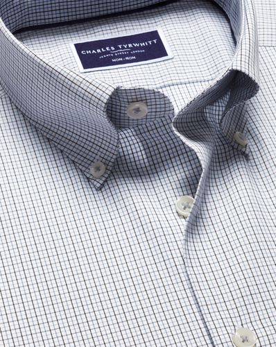 Chemise Oxford À Petits Carreaux Et Col Boutonné Sans Repassage - par - Charles Tyrwhitt - Modalova