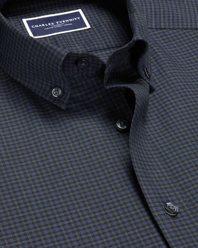 Chemise En Sergé De Coton Brossé À Carreaux À Col Boutonné - par - Charles Tyrwhitt - Modalova