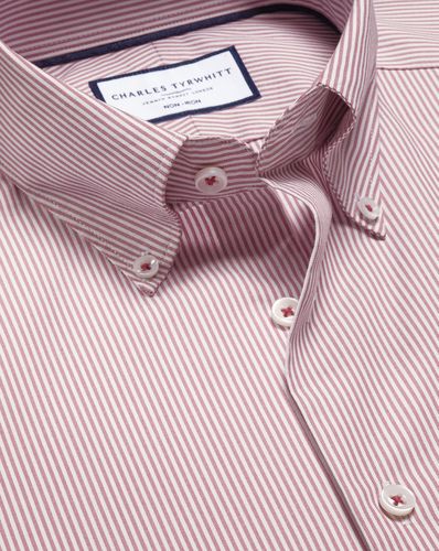 Chemise À Tissage Oxford Et Rayures À Col Boutonné Sans Repassage - par - Charles Tyrwhitt - Modalova