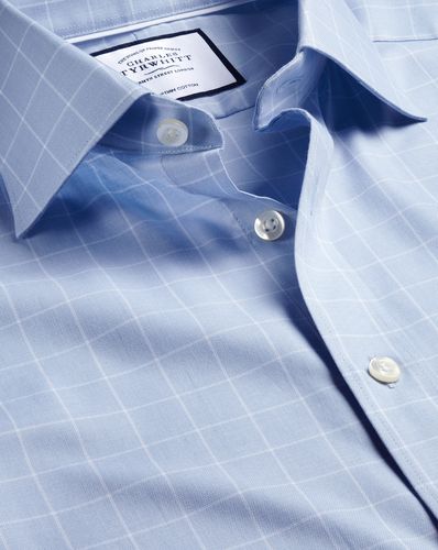 Chemise À Carreaux En Sergé De Coton Égyptien À Col Semi-Italien - Bleuet par - Charles Tyrwhitt - Modalova