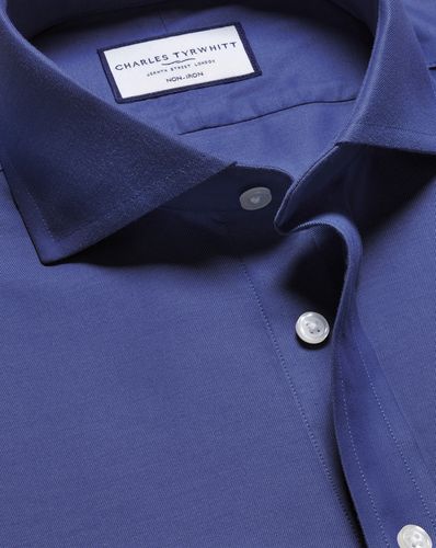 Chemise En Sergé À Col Italien Sans Repassage - Cobalt par - Charles Tyrwhitt - Modalova