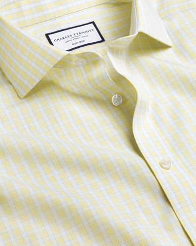 Chemise À Carreaux En Popeline À Col Italien Sans Repassage - Citron par - Charles Tyrwhitt - Modalova