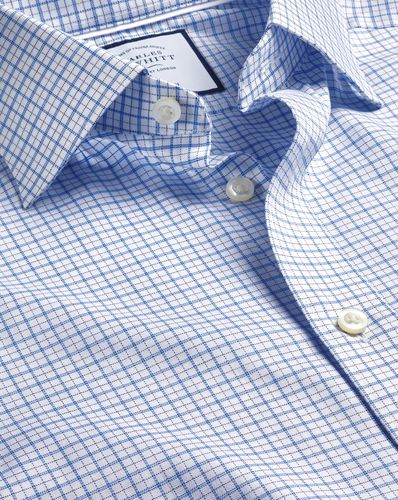 Chemise À Double Carreaux En Sergé De Coton Égyptien À Col Semi-Italien – Océan par - Charles Tyrwhitt - Modalova