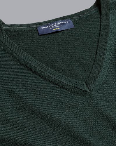 Pull En Mérinos À Col En V - Vert Forêt en par - Charles Tyrwhitt - Modalova