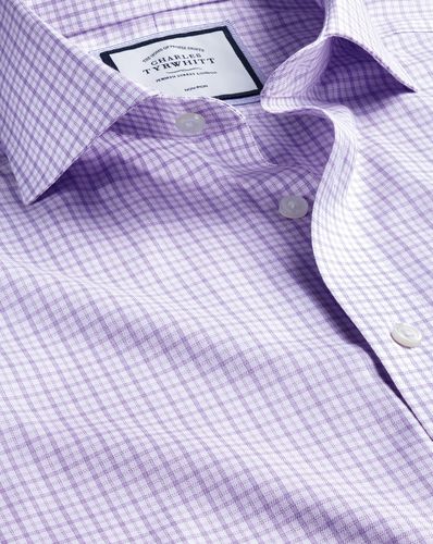 Chemise À Carreaux En Sergé Sans Repassage À Col Coupé - Violet par - Charles Tyrwhitt - Modalova